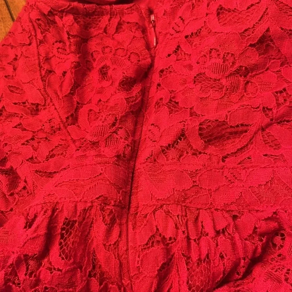 Hollister High-Neck Red Lace Dress, Sz XS, Fully Lined - Picture 8 of 11